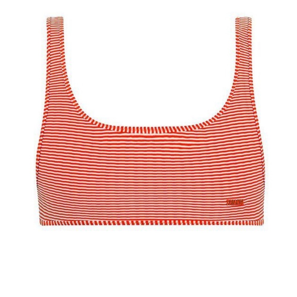 TRIANGL Valentine red & white striped bikini top